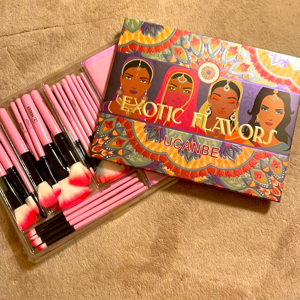 Exotic flavors eyeshadow palette and 32 piece makeup brushes